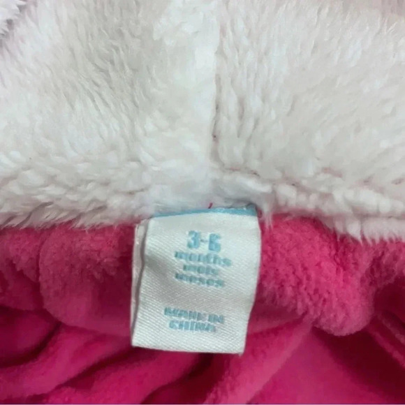 Cozy Pink Fleece Baby Onesie with Ears | Soft Zip-Up Footie Pajama Jumper - Picture 3 of 4